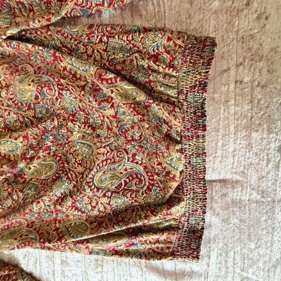 Chaps Denim Womens Paisley Print Off Shoulder Smocked Cropped Blouse Top XS - Picture 6 of 6